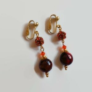 5/$20 - Orange Rhinestone dangle earrings